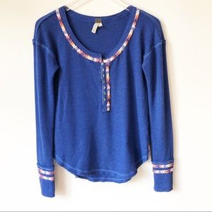 Free People Cobalt Blue Long Sleeve Thermal